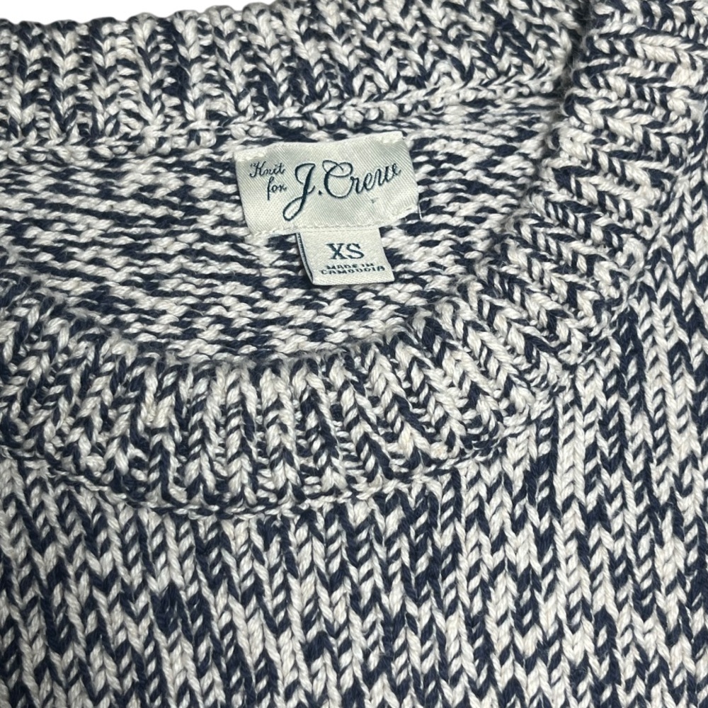J. Crew Navy and White Knit Pullover Sweater
